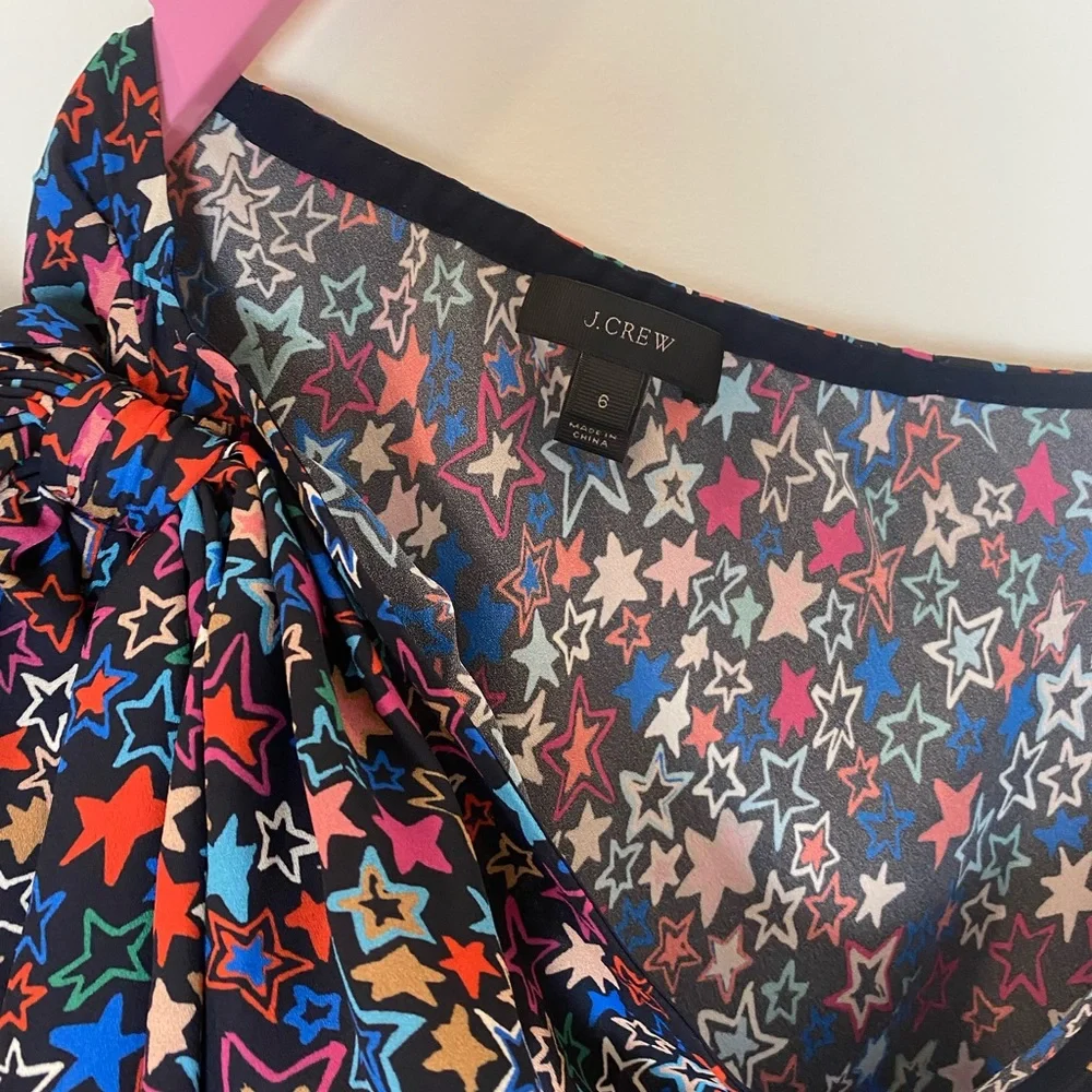 EEUC J. Crew Kaleidoscope Star One Shoulder Blouse - Picture 6 of 10